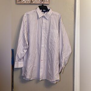 Tommy Hilfiger White and Purple Dress Shirt with Stripes